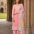 Peach moonga silk semi stitched suit with embroidery sequence work