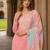 Peach moonga silk semi stitched suit with embroidery sequence work