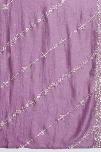 Floral embroidered regular sequinned kurta with trousers & dupatta