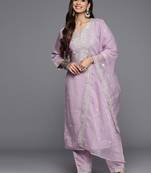 Ethnic motifs embroidered regular sequinned kurta with trousers & dupatta