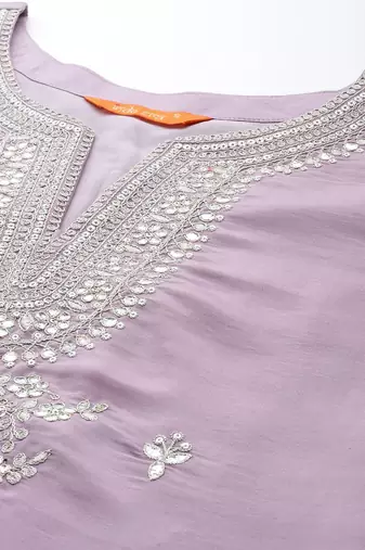 Ethnic motifs embroidered regular sequinned kurta with trousers & dupatta