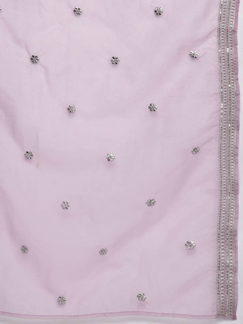 Ethnic motifs embroidered regular sequinned kurta with trousers & dupatta
