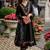 Floral yoke design thread work a-line kurta with trousers & dupatta