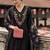 Floral yoke design thread work a-line kurta with trousers & dupatta