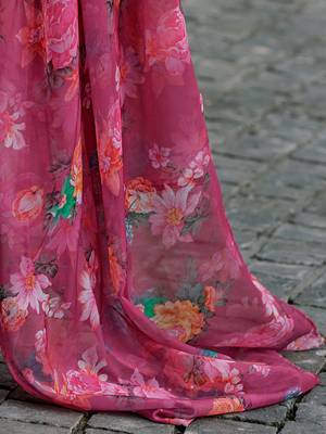 Floral yoke design thread work a-line kurta with trousers & dupatta 2