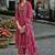 Floral yoke design thread work a-line kurta with trousers & dupatta