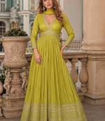 Wine viscose simar jacquard stiched hand made khatli work anarkali gown (free size)