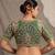 Green italian silk heavy embroidered readymade blouse with real mirror and zari work