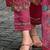 Floral yoke design thread work a-line kurta with trousers & dupatta