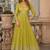 Lime viscose simar jacquard stiched hand made khatli work anarkali gown (free size)