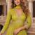 Lime viscose simar jacquard stiched hand made khatli work anarkali gown (free size)