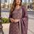 Purple viscose muslin semi stitched suit with sequence & zari work