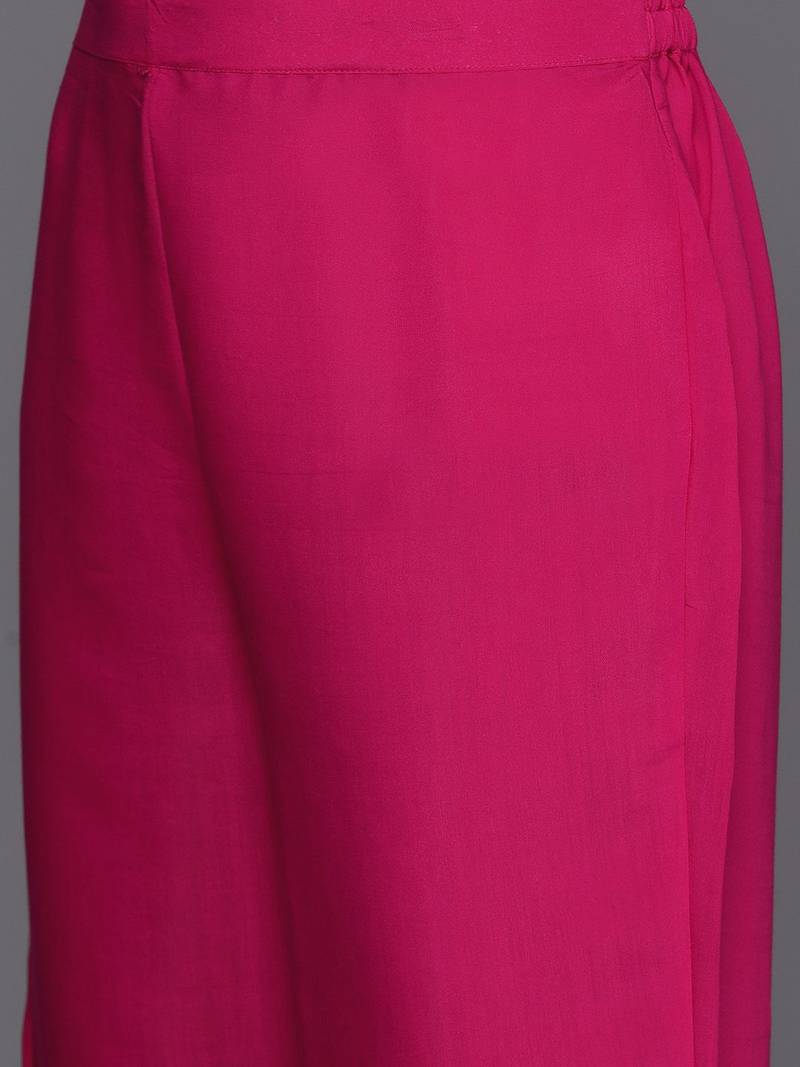 Women floral yoke design regular sequinned kurta with trousers & dupatta
