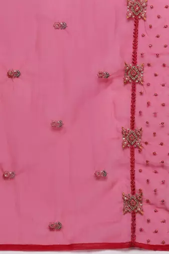 Women floral yoke design regular sequinned kurta with trousers & dupatta