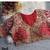 Red italian silk heavy embroidered readymade blouse with real mirror and zari work