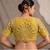 Yellow italian silk heavy embroidered readymade blouse with real mirror and zari work