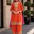 Orange chinon readymade suit with embroidery coding & sequence work