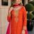 Orange chinon readymade suit with embroidery coding & sequence work