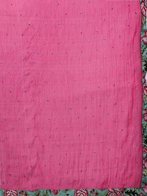 Women floral printed mirror work cotton kurta with trousers & with dupatta 5