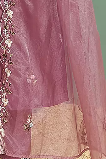 Floral embroidered regular thread work kurta with trousers & dupatta