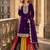 Violet heavy chinon free size stitched suit with embroidery & sequence work