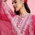 Floral embroidered yoke design kurta with trousers & dupatta