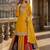 Yellow heavy chinon free size stitched suit with embroidery & sequence work