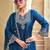 Ethnic motifs yoke design thread work straight kurta & trouser with dupatta