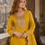 Yellow heavy chinon free size stitched suit with embroidery & sequence work
