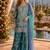Blue chinon free size stitched suit with embroidery & sequence work