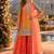 Orange chinon free size stitched suit with embroidery & sequence work