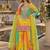 Yellow chinon free size stitched suit with embroidery & sequence work