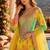 Yellow chinon free size stitched suit with embroidery & sequence work