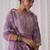 Women floral yoke design regular thread work kurta with trousers & dupatta