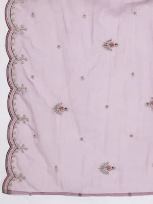 Women floral yoke design thread work kurta with trousers & dupatta 5