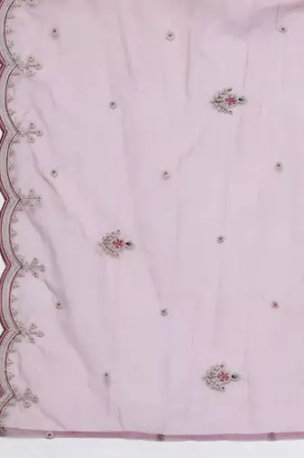 Women floral yoke design regular thread work kurta with trousers & dupatta