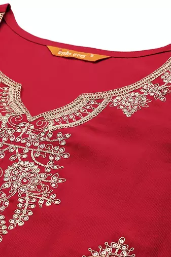Women floral embroidered regular kurta with trousers & with dupatta