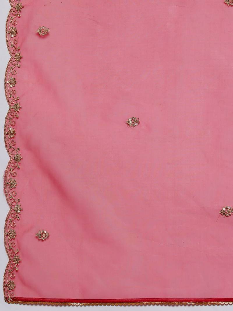 Women floral embroidered regular kurta with trousers & with dupatta