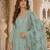 Sea-green chinon readymade suit with embroidery sequence work