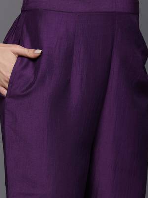 Women floral yoke design sequinned kurta with trousers & dupatta 4