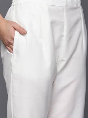 Women embroidered thread work kurta with trousers & dupatta 4