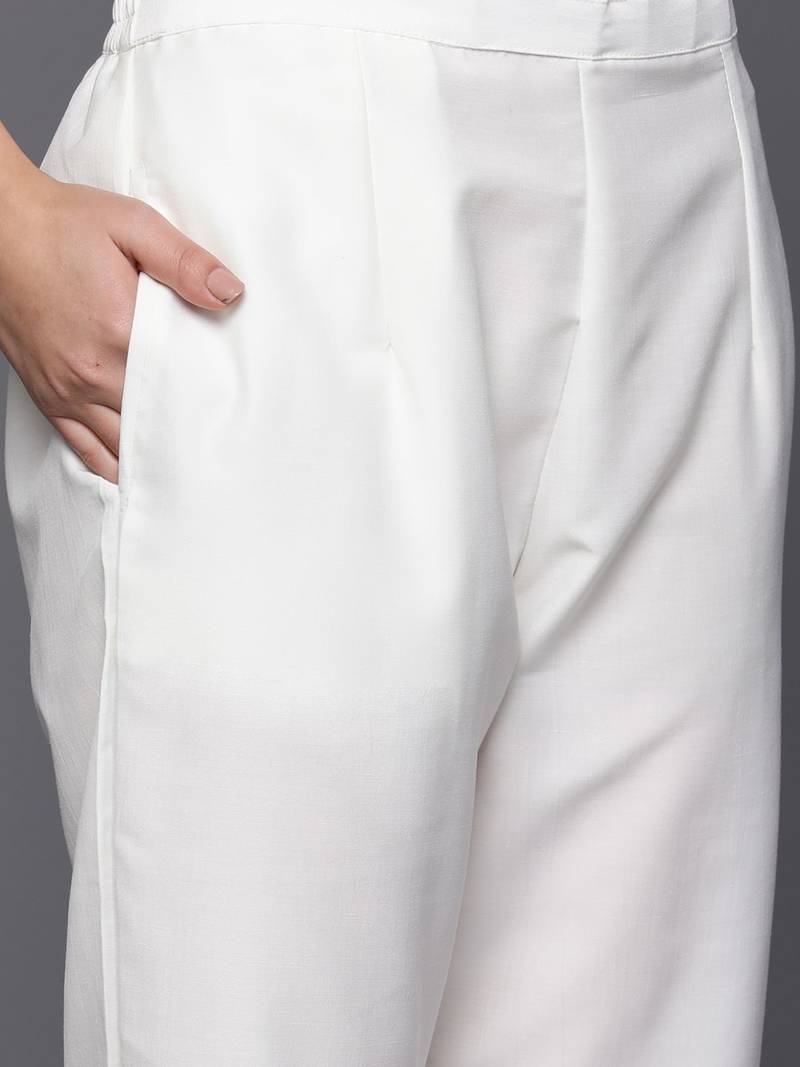 Women embroidered regular thread work kurta with trousers & dupatta