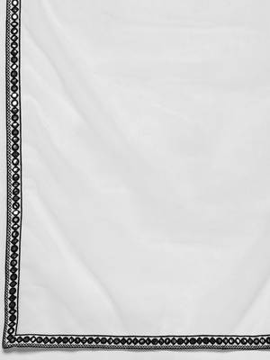 Women embroidered thread work kurta with trousers & dupatta 5