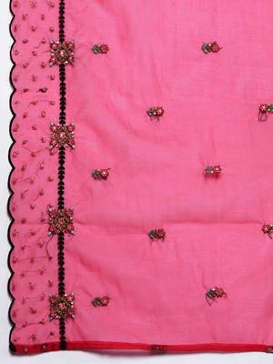 Women floral embroidered thread work kurta with trousers & with dupatta 4