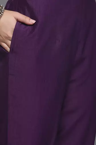 Women floral yoke design regular thread work kurta with trousers & dupatta