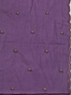 Women floral yoke design thread work kurta with trousers & dupatta 5