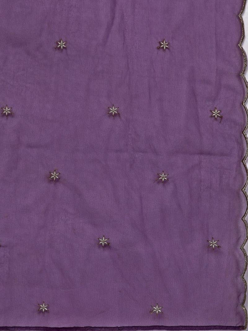 Women floral yoke design regular thread work kurta with trousers & dupatta