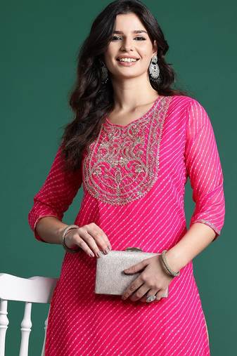 Leheriya printed indie printed georgette kurta