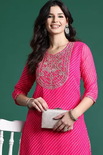 Leheriya printed indie printed georgette kurta