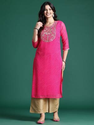 Leheriya printed indie printed georgette kurta 3